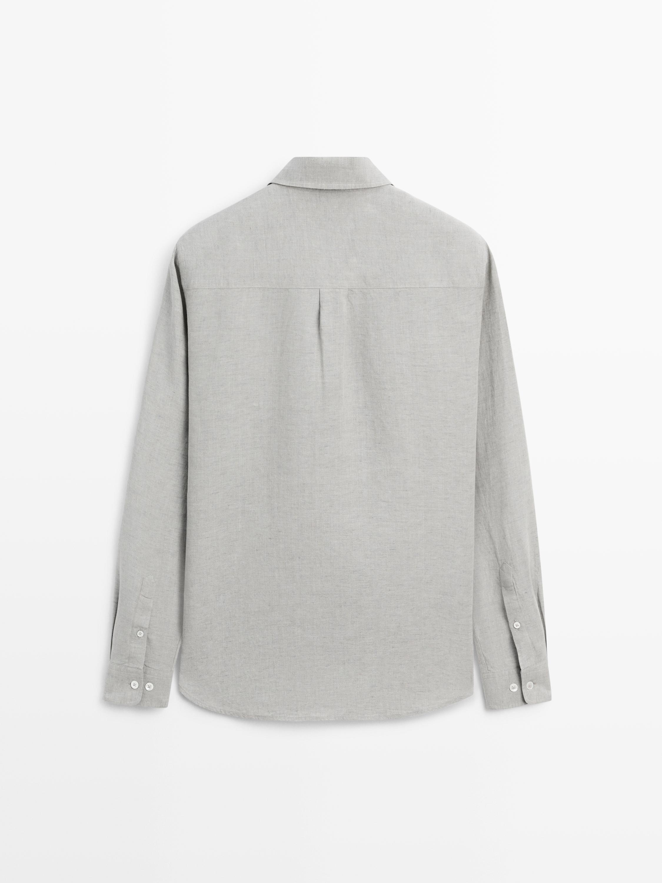 100% linen regular fit shirt with pocket